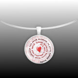 Being Deeply Loved By Someone Gives You Strength ... Lao Tzu Quote Heart Swirl 1" Pendant Necklace in Silver Tone