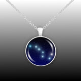 Big Dipper Constellation Illustration 1" Pendant Necklace in Silver Tone