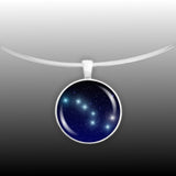 Big Dipper Constellation Illustration 1" Pendant Necklace in Silver Tone