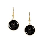 Black Panther White Outline On Black Illustration Dangle Earrings 3/4" Artwork Charms in Silver Tone or Gold Tone
