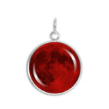 Blood Red Moon of Earth Solar System Space 3/4" Charm for Petite Pendant or Bracelet in Silver Tone