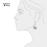 Azure Blue Rose Flower Vintage Style Illustration Dangle Earrings w/ 3/4" Charms in Silver Tone or Gold Tone