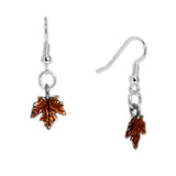 Burnt Orange Petite Maple Leaf Earrings in Silver Tone, Autumn, Harvest, Halloween, Thanksgiving