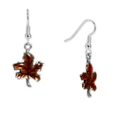 Burnt Orange Maple Leaf Earrings in Silver Tone, Celebrate Autumn, Harvest, Halloween, Thanksgiving