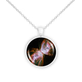 Butterfly Nebula in the Constellation Scorpius Space 1" Pendant Necklace in Silver Tone
