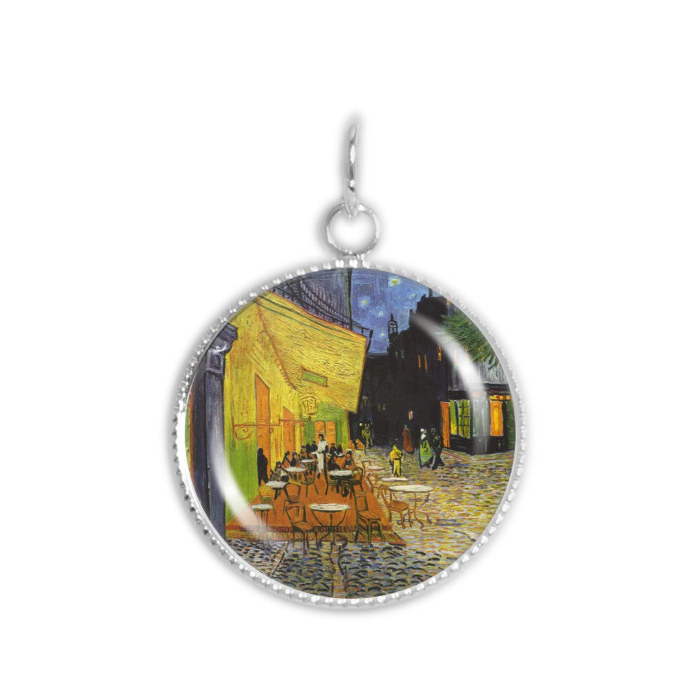 Cafe At Night Van Gogh Painting 3/4" Charm for Petite Pendant or Bracelet in Silver Tone or Gold Tone