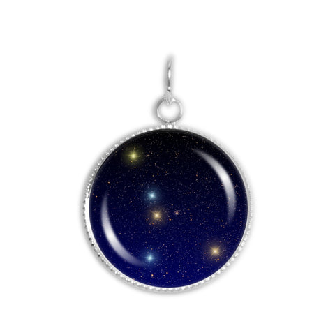 Cancer Constellation Illustration 3/4" Charm for Petite Pendant or Bracelet in Silver Tone