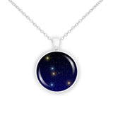 Cancer Constellation Illustration 1" Pendant Necklace in Silver Tone