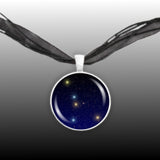 Cancer Constellation Illustration 1" Pendant Necklace in Silver Tone