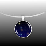 Cancer Constellation Illustration 1" Pendant Necklace in Silver Tone