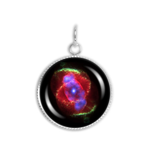 Cat's Eye Nebula in the Constellation Draco Space 3/4" Charm for Petite Pendant or Bracelet in Silver Tone