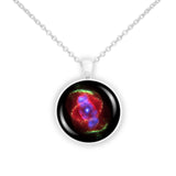 Cat's Eye Nebula in the Constellation Draco Space 1" Pendant Necklace in Silver Tone