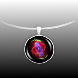 Cat's Eye Nebula in the Constellation Draco Space 1" Pendant Necklace in Silver Tone
