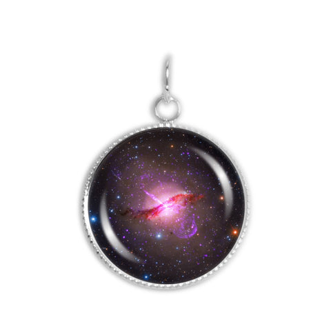 Centaurus A Galaxy in the Constellation Centaurus Space 3/4" Charm for Petite Pendant or Bracelet in Silver Tone
