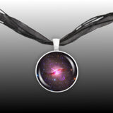 Centaurus A Galaxy in the Constellation Centaurus Space 1" Pendant Necklace in Silver Tone