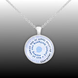 Character Develops Itself in the Stream of Life Goethe Quote Spiral 1" Pendant Necklace in Silver Tone