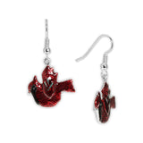 Crimson Red Christmas Cardinal Earrings in Silver Tone, Holidays, Christmas, Winter, New Years