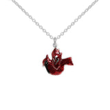 Crimson Red Christmas Cardinal Petite Pendant Necklace in Silver Tone, Holiday, Winter
