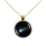 Sun Grazing Comet ISON Solar System Space 1" Pendant Cable Chain Necklace in Silver Tone or Gold Tone
