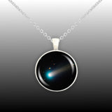 Sun Grazing Comet ISON Solar System Space 1" Pendant Cable Chain Necklace in Silver Tone or Gold Tone