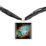 Crab Nebula Supernova Remnant 1" Pendant Necklace in Silver Tone