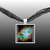 Crab Nebula Supernova Remnant 1" Pendant Necklace in Silver Tone