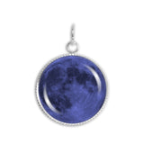 The Dark Blue Moon of Earth Solar System 3/4" Charm for Petite Pendant or Bracelet in Silver Tone