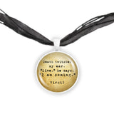 Death Twitches My Ear - Live - I Am Coming Virgil Quote Vintage Style 1" Pendant Necklace in Silver Tone