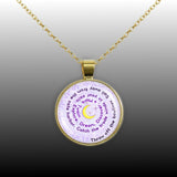 Throw Off the Bowlines ... Explore. Dream. Discover. Mark Twain Quote Moon Swirl 1" Pendant Necklace in Gold Tone