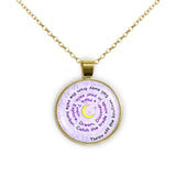 Throw Off the Bowlines ... Explore. Dream. Discover. Mark Twain Quote Moon Swirl 1" Pendant Necklace in Gold Tone