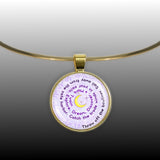 Throw Off the Bowlines ... Explore. Dream. Discover. Mark Twain Quote Moon Swirl 1" Pendant Necklace in Gold Tone