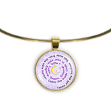 Throw Off the Bowlines ... Explore. Dream. Discover. Mark Twain Quote Moon Swirl 1" Pendant Necklace in Gold Tone