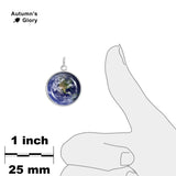 Blue Marble Western Hemisphere Planet Earth Solar System 3/4" Charm for Petite Pendant or Bracelet in Silver Tone