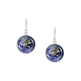 Blue Marble Western Hemisphere Planet Earth Solar System Dangle Earrings w/ 3/4" Charms in Silver Tone