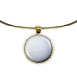 Space Snowball Enceladus Moon of Planet Saturn Solar System 1" Pendant Necklace in Gold Tone