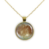 Cracklin' Icy Europa Moon of Planet Jupiter Solar System Space 1" Pendant Necklace in Gold Tone