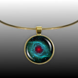 Eye of God Helix Nebula in the Constellation Aquarius Space Round 1" Pendant Necklace in Gold Tone