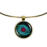 Eye of God Helix Nebula in the Constellation Aquarius Space Round 1" Pendant Necklace in Gold Tone