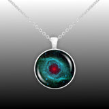 Eye of God Helix Nebula in the Constellation Aquarius Space Round 1" Pendant Necklace in Silver Tone