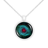 Eye of God Helix Nebula in the Constellation Aquarius Space Round 1" Pendant Necklace in Silver Tone