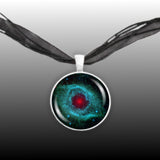 Eye of God Helix Nebula in the Constellation Aquarius Space Round 1" Pendant Necklace in Silver Tone