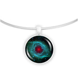Eye of God Helix Nebula in the Constellation Aquarius Space Round 1" Pendant Necklace in Silver Tone