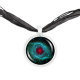 Eye of God Helix Nebula in the Constellation Aquarius Space Round 1" Pendant Necklace in Silver Tone