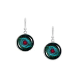 Eye of God Helix Nebula in the Constellation Aquarius Space Round Dangle Earrings w/ 3/4" Charms in Silver Tone