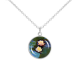 Floating Flowers Water Lilies Monet Art Painting 3/4" Charm for Petite Pendant or Bracelet in Silver Tone