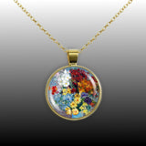 Cheery Daisy & Lively Anemone Flowers Van Gogh Art Painting 1" Pendant Chain Necklace in Silver Tone or Gold Tone
