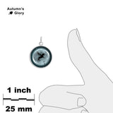 Flying Unicorn or Pegasus & Birds Against Blue Moon 3/4" Charm for Petite Pendant or Bracelet in Silver Tone, Autumn, Halloween