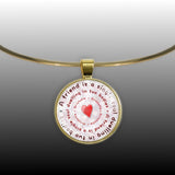A Friend Is a Single Soul Dwelling in Two Bodies Aristotle Quote Heart Bullseye 1" Pendant Necklace in Gold Tone