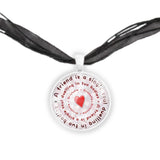 A Friend Is a Single Soul Dwelling in Two Bodies Aristotle Quote Heart Bullseye 1" Pendant Necklace in Silver Tone