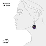 Gemini Constellation Illustration Dangle Earrings w/ 3/4" Space Charms in Silver Tone